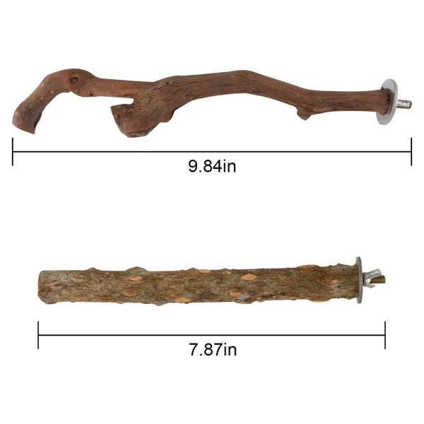 5x オウム止まり木木製鳥止まり木オウムスタンド枝、グレープバイン鳥ケージ止まり木、オカメインコフィンチ用鳥スタンドポール