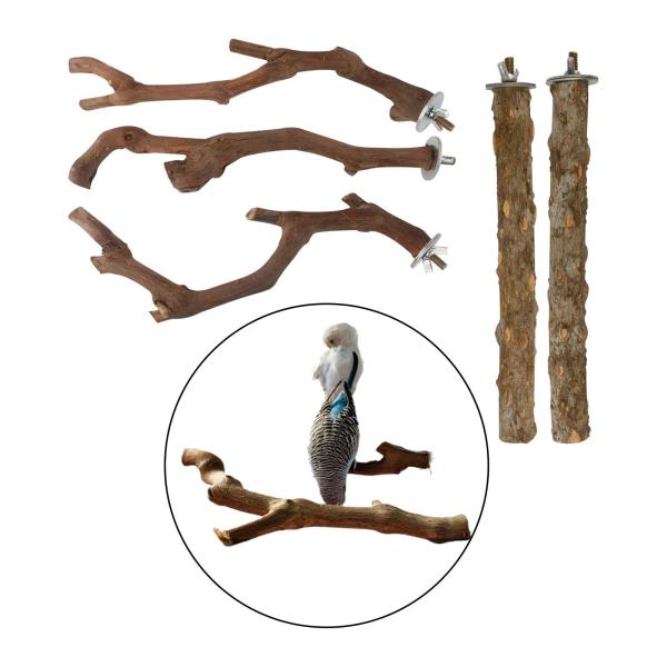 5x オウム止まり木木製鳥止まり木オウムスタンド枝、グレープバイン鳥ケージ止まり木、オカメインコフィンチ用鳥スタンドポール