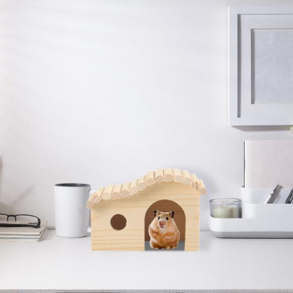 木製ハムスター隠れ家ハウス ハムスター小屋 手作りプラットフォーム 創造性 小動物 小型ペット用睡眠小屋 レミング