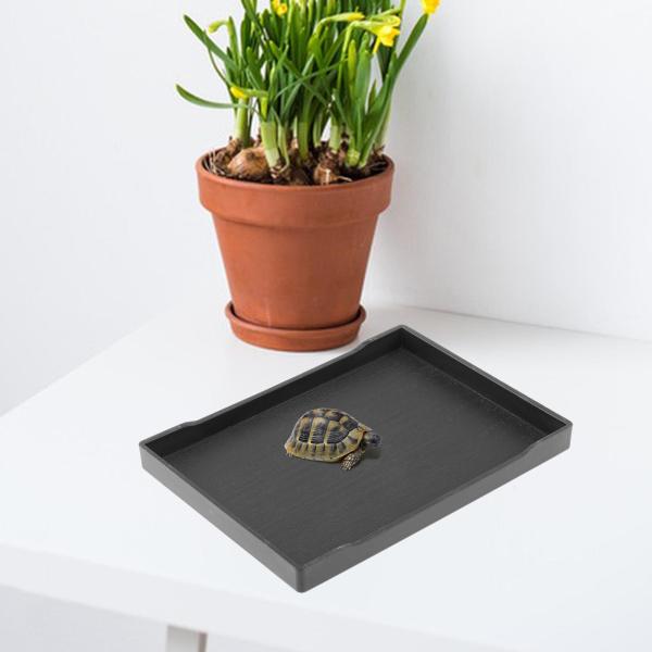 爬虫類用ウォーターボウル 装飾爬虫類用フィーダー カエル用 フトアゴヒゲトカゲ ハムスター用 L ブラック