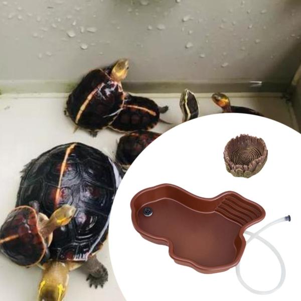 爬虫類用給水ボウル 装飾用 フトアゴヒゲトカゲ カエル ペット用品 排水機能付き