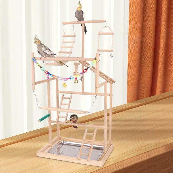 オウムの遊び場 オウムの止まり木スタンド ベビーサークル フィットネス ケージ アクセサリー 木製 オウムスタンド ハチドリ フィンチ ラブバード用