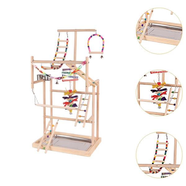 オウムの鳥の遊び場 鳥のジム アクティビティセンター 運動玩具 オウムのプレイスタンド 木製パーチスタンド セキセイインコ コニュア オカメインコ用