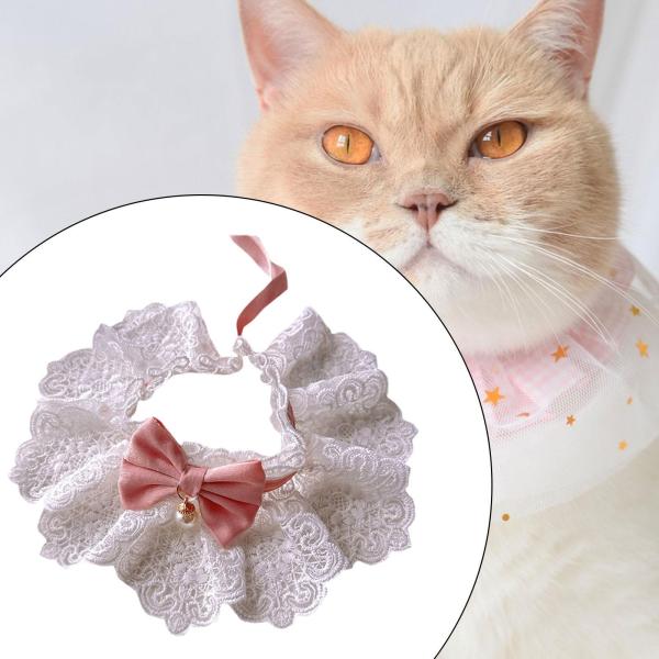 調節可能なペット猫用首輪、猫用スカーフ ホリデードレスアップ 可愛い猫パーティースカーフ、子猫用レース首輪 子犬用よだれかけ 装飾用