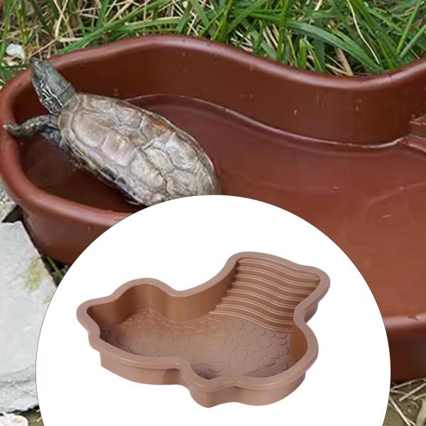 茶色 黄色 爬虫類用水浴び皿 爬虫類用入浴プール 爬虫類用バスボウル ラダー