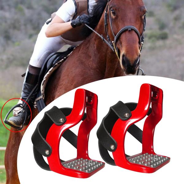 レッド 乗馬あぶみ ステンレス製の滑り止めパッド付きあぶみ