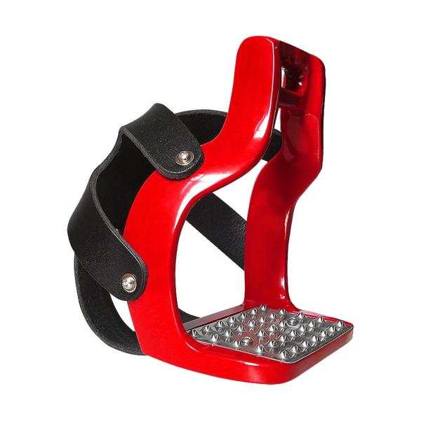 レッド 乗馬あぶみ ステンレス製の滑り止めパッド付きあぶみ