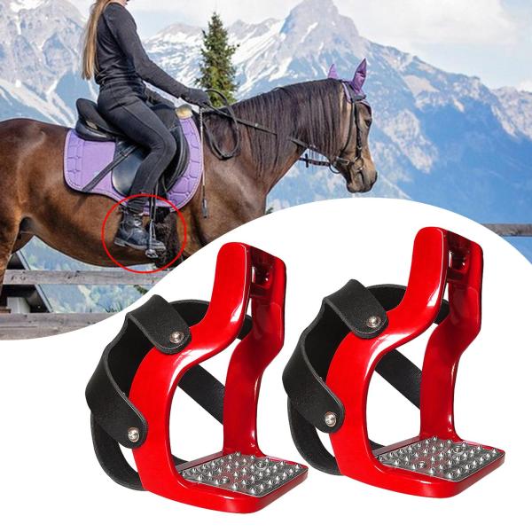 レッド 乗馬あぶみ ステンレス製の滑り止めパッド付きあぶみ