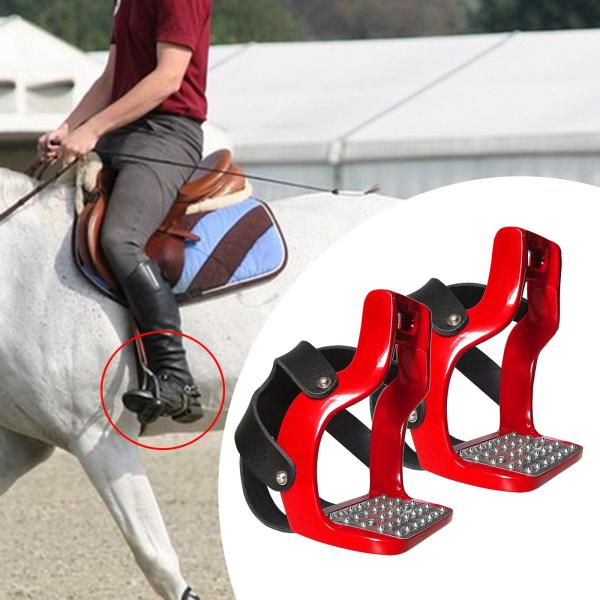 レッド 乗馬あぶみ ステンレス製の滑り止めパッド付きあぶみ