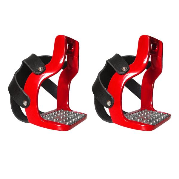 レッド 乗馬あぶみ ステンレス製の滑り止めパッド付きあぶみ