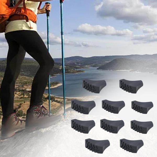 ハイキングポールチップ 10個、ゴム製トレッキングスティックチップの交換品、アウトドア活動用のゴム足ウォーキングポールチップ、ハイキングスティック