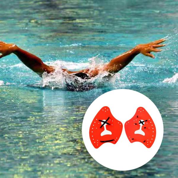 水泳用ハンドパドル 筋力トレーニング 水中フィットネス ダイビングハンドフィン オレンジ