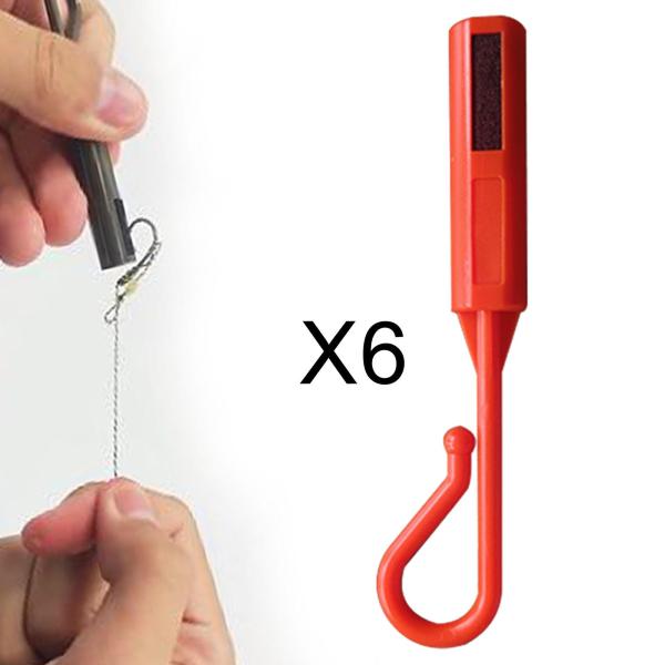 釣り竿用フックキーパー 6個入り 丈夫なプロ仕様の釣り餌ホルダー オレンジ