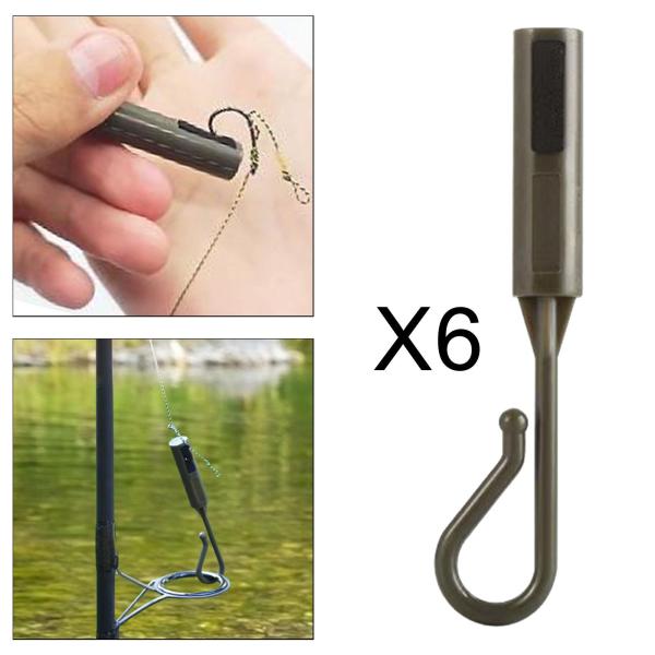 釣り竿用フックキーパー 6個入り 丈夫なプロ仕様の釣り餌ホルダー グリーン
