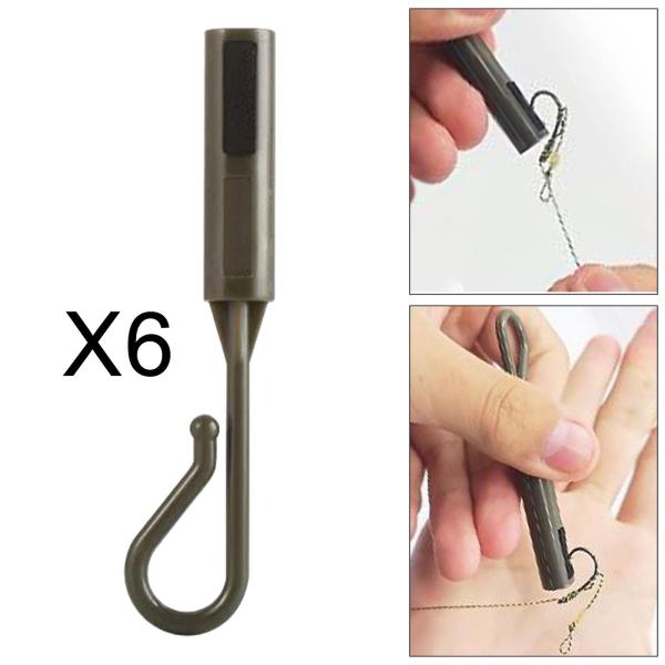 釣り竿用フックキーパー 6個入り 丈夫なプロ仕様の釣り餌ホルダー グリーン