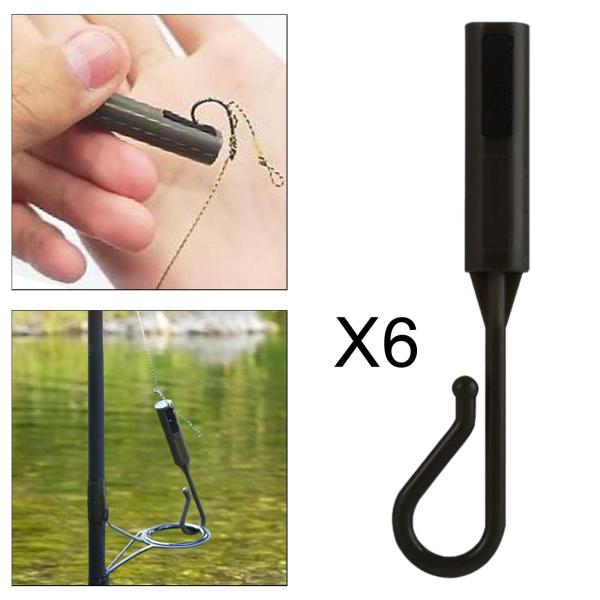 釣り竿用フックキーパー 6個入り 丈夫なプロ仕様の釣り餌ホルダー ブラック