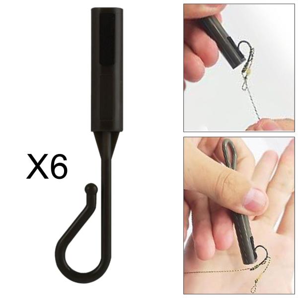 釣り竿用フックキーパー 6個入り 丈夫なプロ仕様の釣り餌ホルダー ブラック