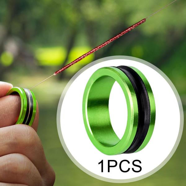 釣り糸リング 金属製 釣り糸引き ライン保護 1個 グリーン