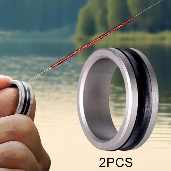釣り糸リング 金属製 釣り糸引き ライン保護 2個 シルバー