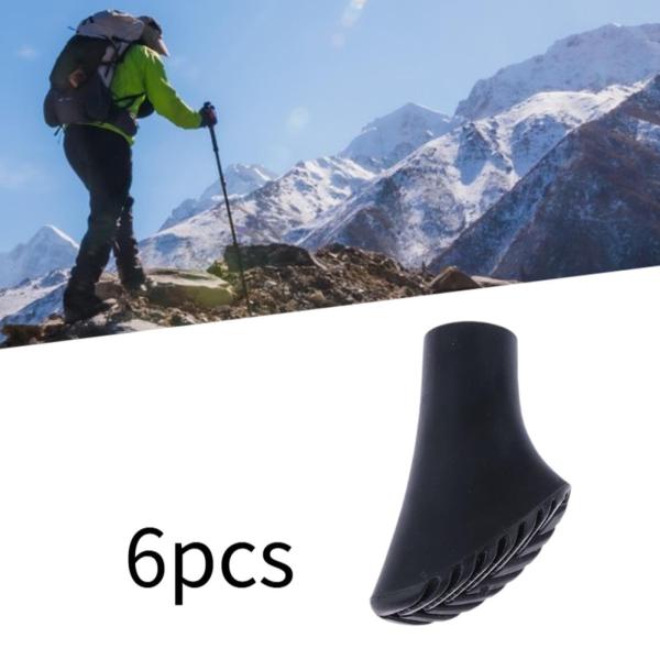 6 個 トレッキングポール チップ 杖キャップ カバー 滑り止め保護パッド チップエンド 登山用アクセサリー 交換用エンド