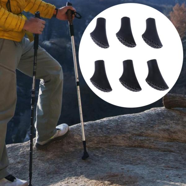 6 個 トレッキングポール チップ 杖キャップ カバー 滑り止め保護パッド チップエンド 登山用アクセサリー 交換用エンド