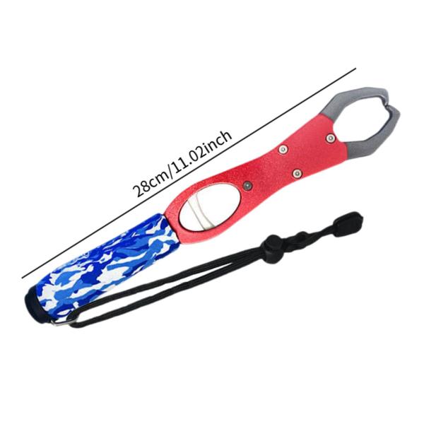 フィッシュリップグリッパー 内蔵スケール 最大39ポンド ポータブル ストラップ付き 魚の鱗 赤