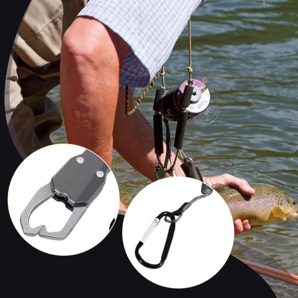 フィッシングリップグリッパー 内蔵スケール ポータブル 最大39ポンド フックリムーバーホルダー グレー