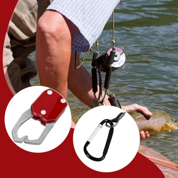 フィッシングリップグリッパー 内蔵スケール ポータブル 最大39ポンド フックリムーバーホルダー レッド