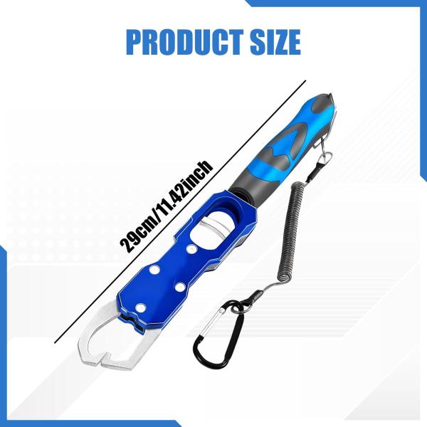 フィッシングリップグリッパー 内蔵スケール ポータブル 最大39ポンド フックリムーバーホルダー ブルー