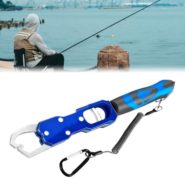 フィッシングリップグリッパー 内蔵スケール ポータブル 最大39ポンド フックリムーバーホルダー ブルー