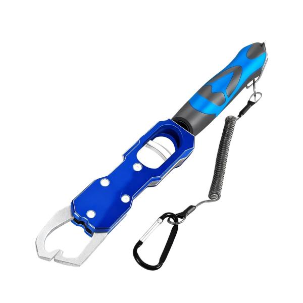 フィッシングリップグリッパー 内蔵スケール ポータブル 最大39ポンド フックリムーバーホルダー ブルー