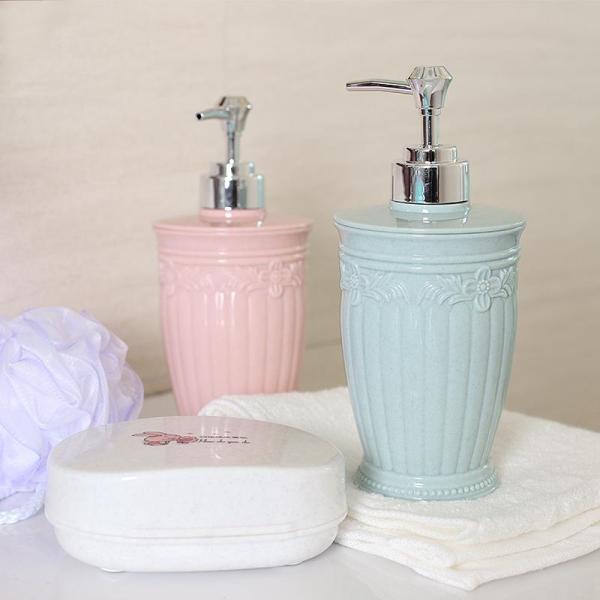 ブルースクエアボトム ハンドポンプディスペンサー シャンプー容器400ml