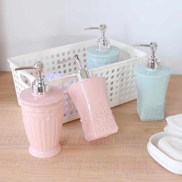 ブルースクエアボトム ハンドポンプディスペンサー シャンプー容器400ml