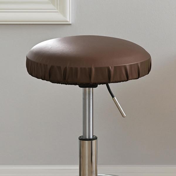 高級スツールチェアカバー、弾性耐性PUレザー伸縮性防塵スツールスリップカバー、チェアー、家庭用35-45cm , 茶色