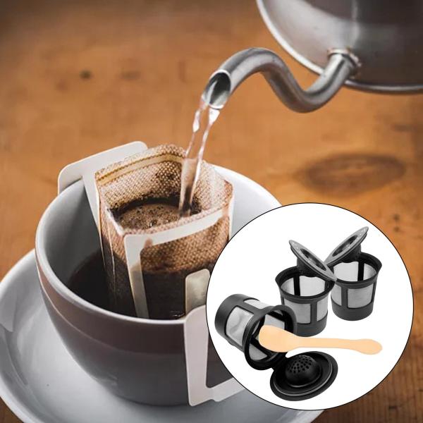 3 パックのコーヒーと詰め替え可能なフィルター