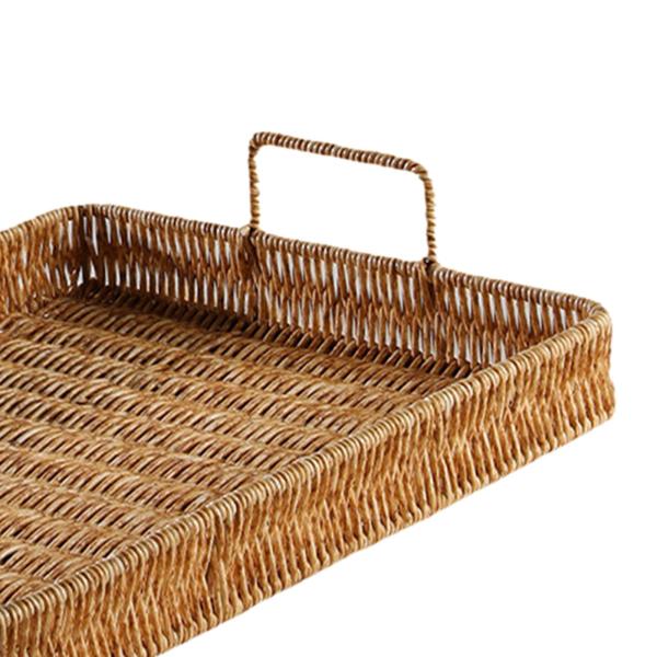 大きい キッチン収納トレイ 手織りフルーツサービングトレイ収納バスケット