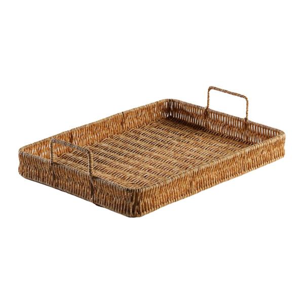 大きい キッチン収納トレイ 手織りフルーツサービングトレイ収納バスケット