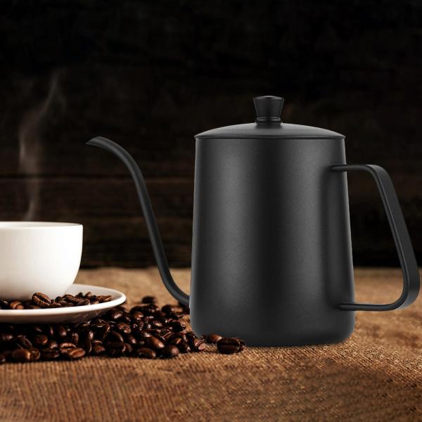注ぎ口ケトル ハンドドリップコーヒーポット 350ml 蓋付き 人間工学に基づいたハンドル コーヒーティーポット グースネックコーヒーケトル コーヒー