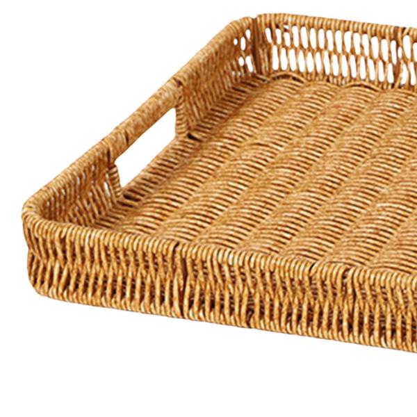 長方形L 籐製収納バスケット ラタンウィッカー収納バスケットホームデコレーションフラット