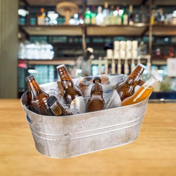 亜鉛メッキタブアイスバケツアイスホルダーポータブル缶パーティー用アイスタブビールバケツワイン冷却ビールドリンクホテル用