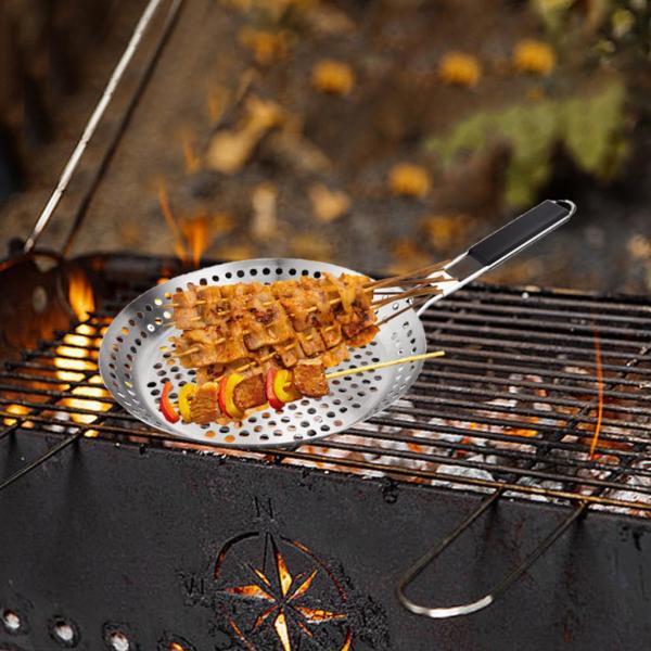 グリルバスケット BBQ プレート 穴あき 折りたたみ式ハンドル