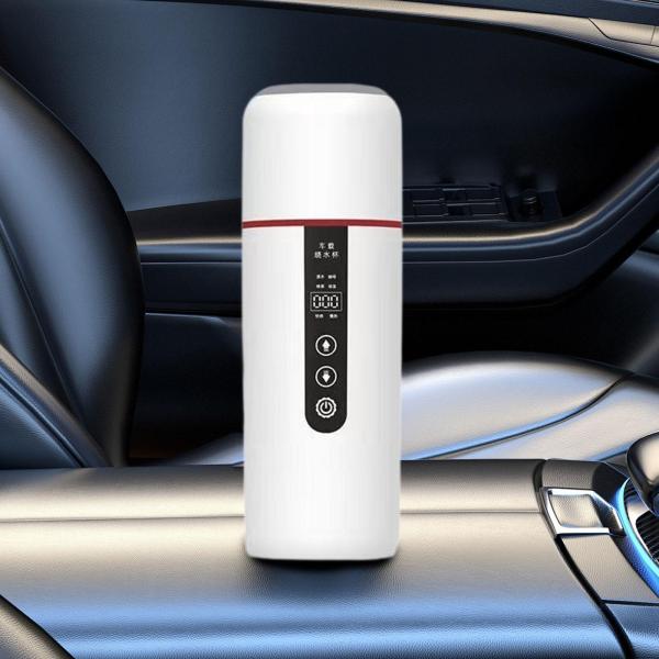 ホワイト 車用ヒーターカップ 12V 24V 電気自動車ケトルボイラー加熱カップ