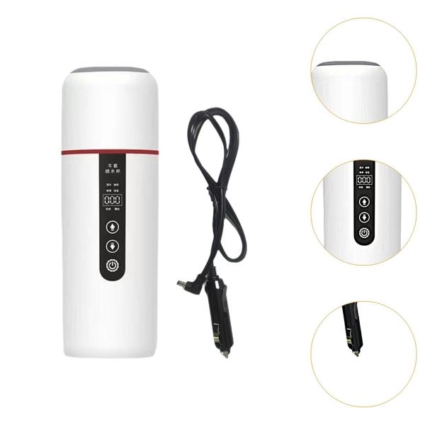 ホワイト 車用ヒーターカップ 12V 24V 電気自動車ケトルボイラー加熱カップ