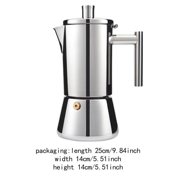 Pot、誘導クックトップのコーヒーメーカー、多機能シルバーエスプレッソメーカーホームトラベルキャンプ用のステンレス鋼