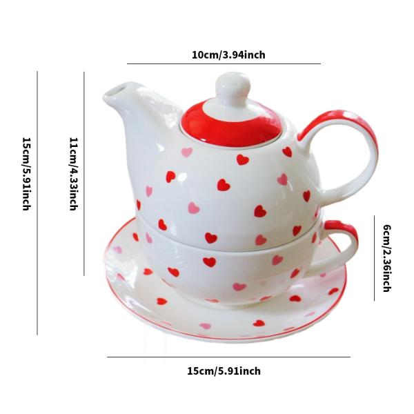 セラミックティーケトル 磁器ティーケトル 耐熱 ポータブルティーポットとカップソーサーセット 家庭用 レストラン ホテル用