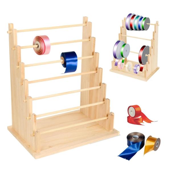 木製リボンオーガナイザー 和紙テープオーガナイザー 収納ホルダー ジュエリー収納棚 ブレスレットディスプレイホルダー フラワーショップ用