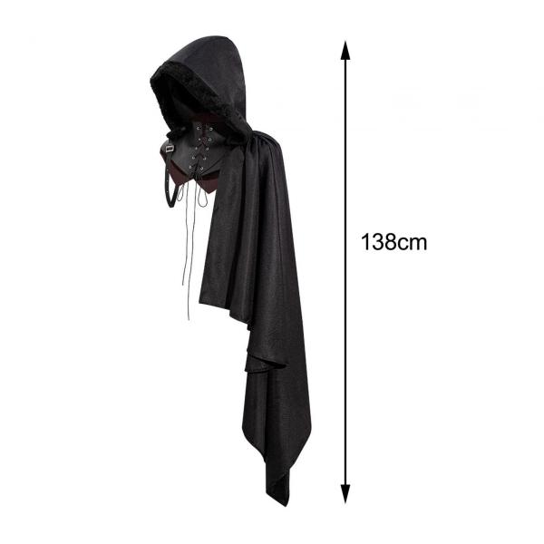 鎧マントシングルショルダーショールコスプレビクトリア朝の制服パンク黒戦士レースアップアサシンハーフケープヴィンテージスタイルショール男性大人