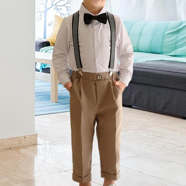 男の子紳士服フォーマルウェアサスペンダーパンツフォーマルスーツ服フォーマルイベント洗礼誕生日結婚式パーティー用