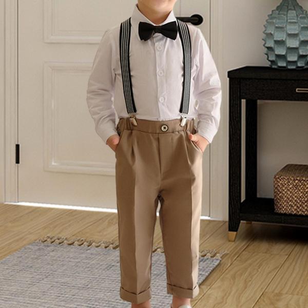 男の子紳士服フォーマルウェアサスペンダーパンツフォーマルスーツ服フォーマルイベント洗礼誕生日結婚式パーティー用