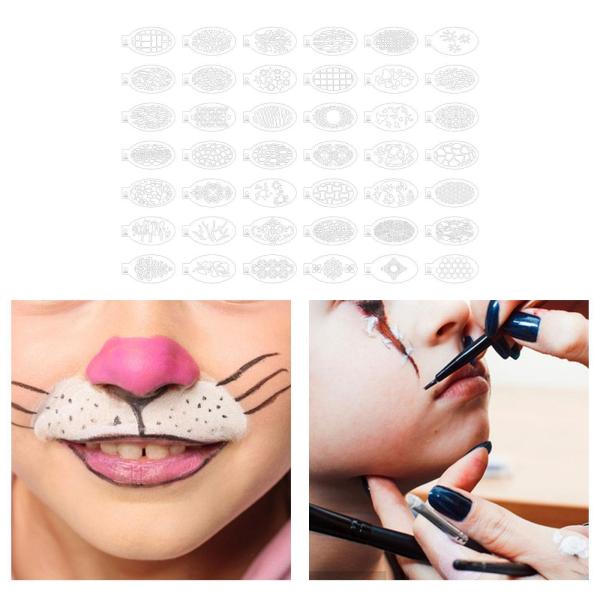42xフェイスペイントステンシル DIYフェイスペイントテンプレート 初心者 大人 パーティー用